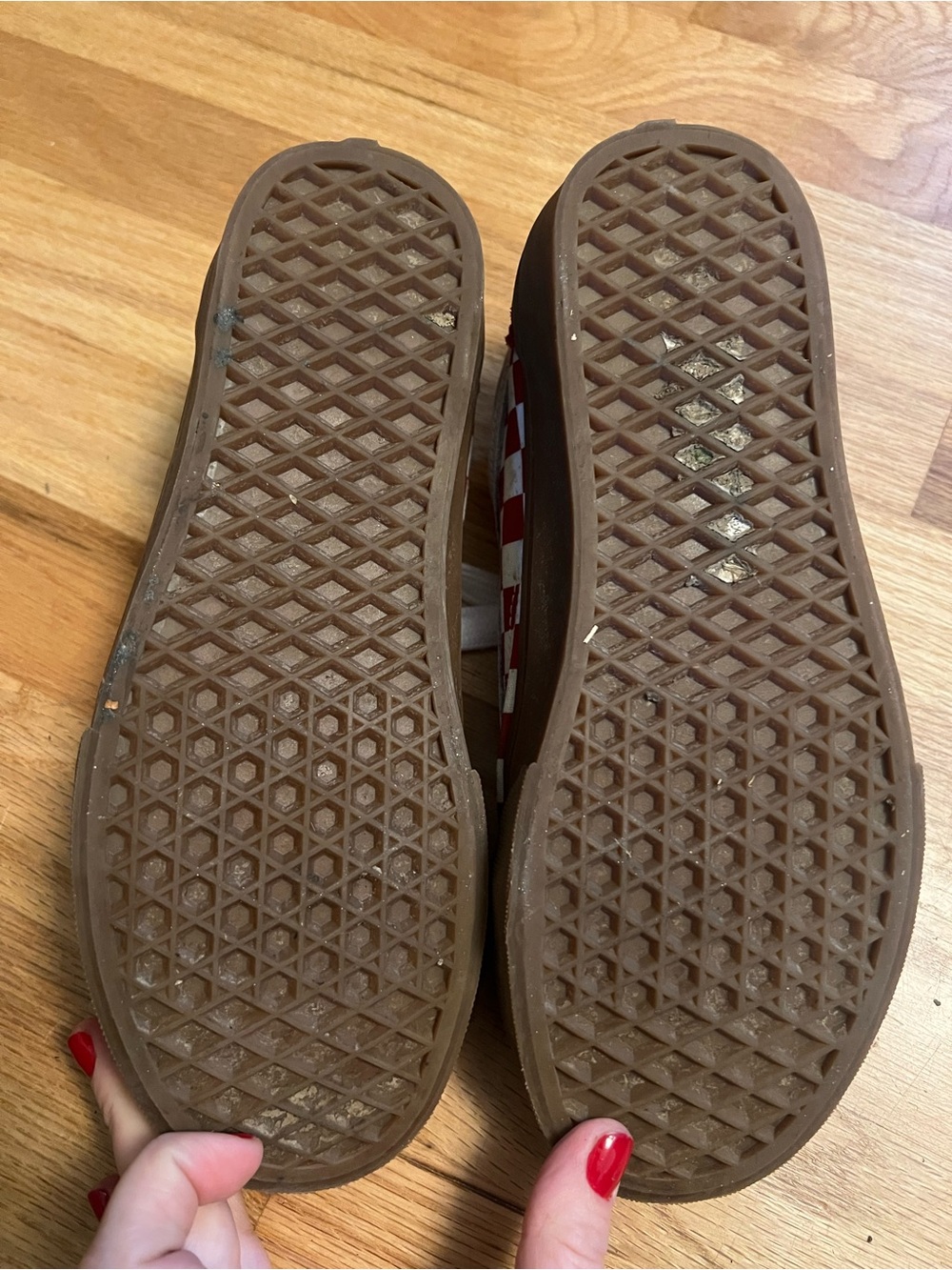 Vans Checkerboard Old Skool Red & White Skate Shoes - Picture 4 of 5